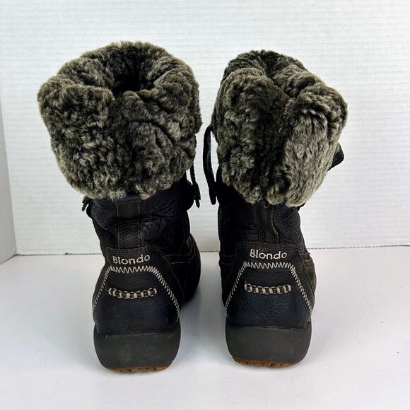 Blondo Rugged Snow Boots Shearling Lined Convertible Aqua Protect Brown Lthr 7.5 - Picture 6 of 12